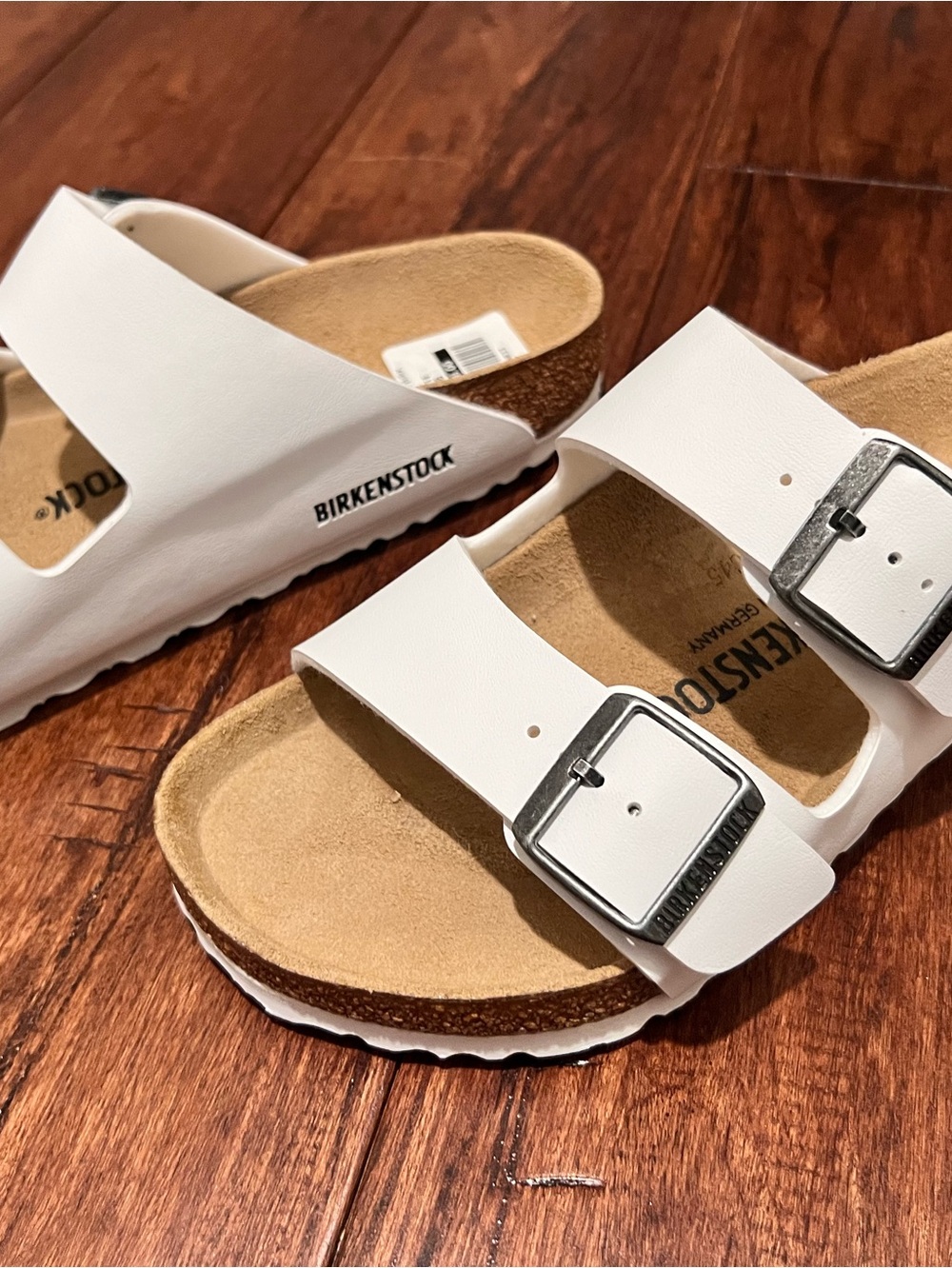 Birkenstock White Arizona Two-Strap Sandals 38 7.5/8 New - Picture 6 of 11